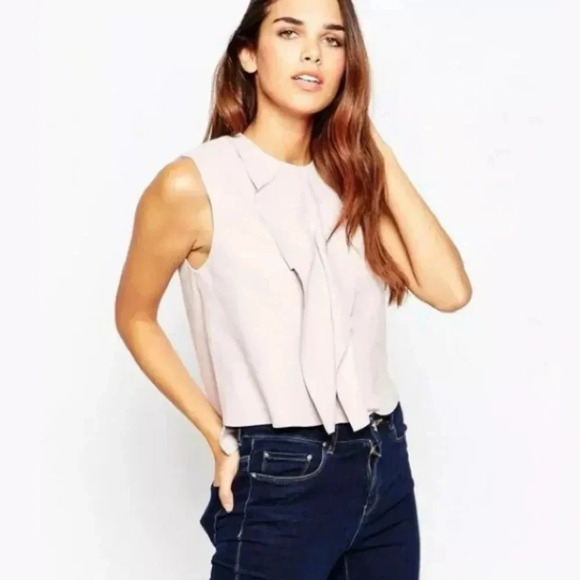 French Connection Tops - FRENCH CONNECTION NWT Suede Ruffled Sandie Top Pink Shell 6